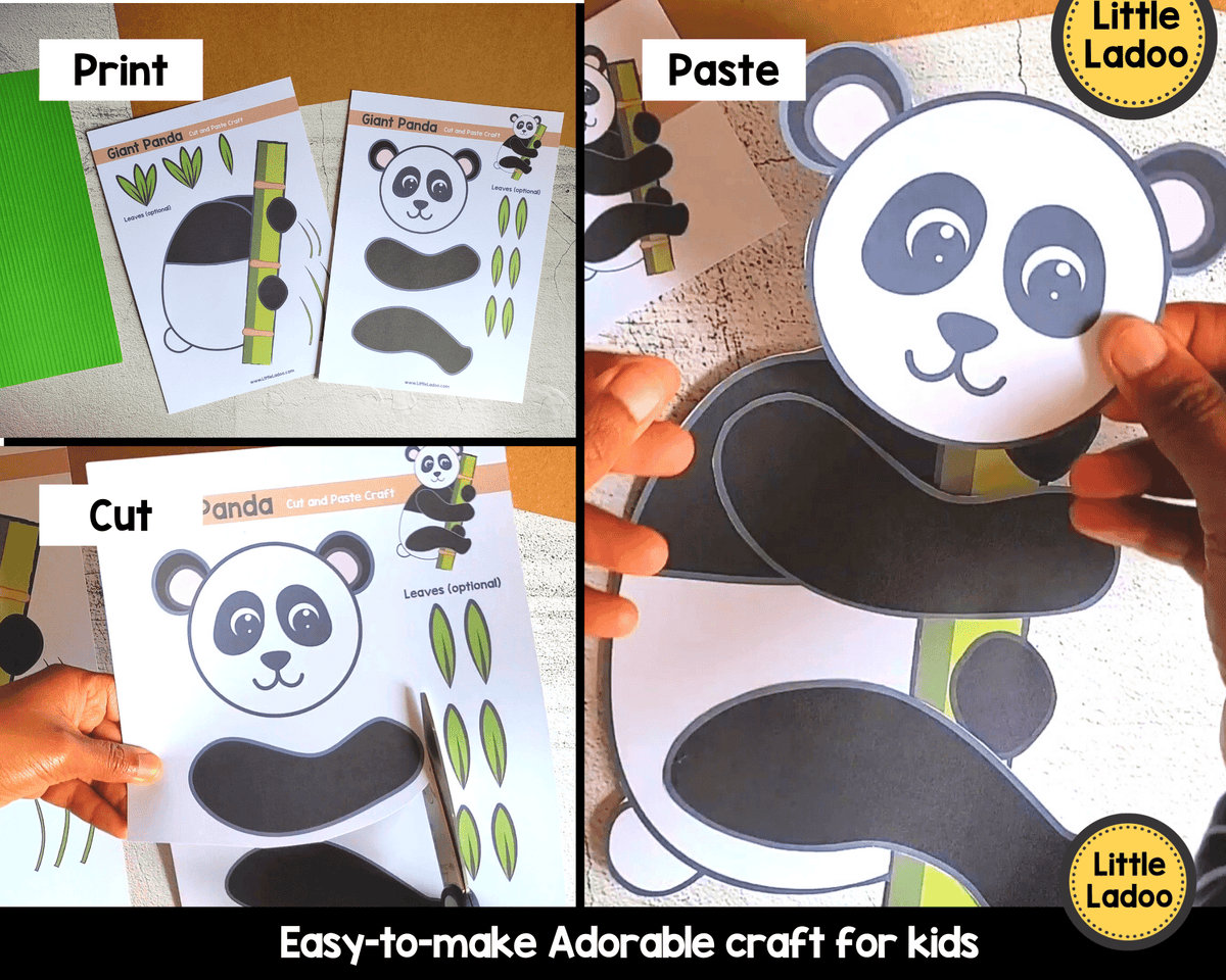 Giant Panda Cut And Paste Craft Template Littleladoo 6627