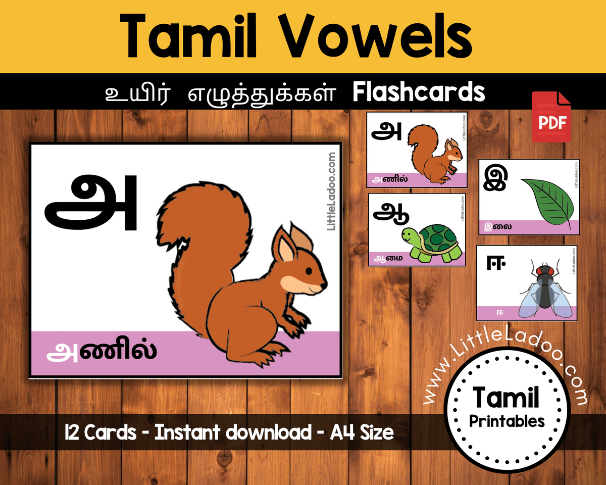 Tamil Vowels Flashcards – LittleLadoo