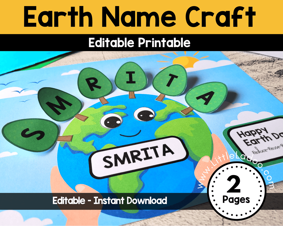 Earth Day Name Craft for Preschoolers - Happy Toddler Playtime