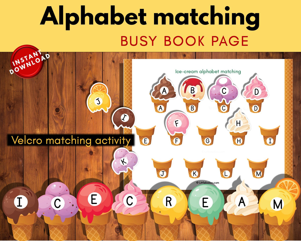 FREE Ice Cream Alphabet Match-up File Folder Game {Free Instant