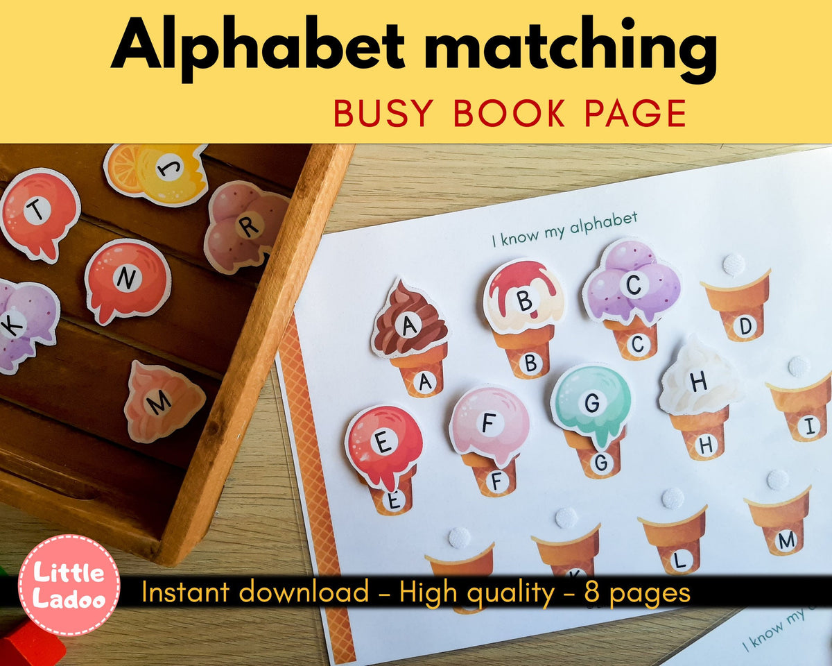 FREE Ice Cream Alphabet Match-up File Folder Game {Free Instant