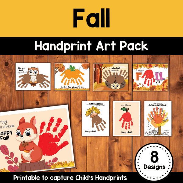 Fall Handprint Art Printable {8 Designs}