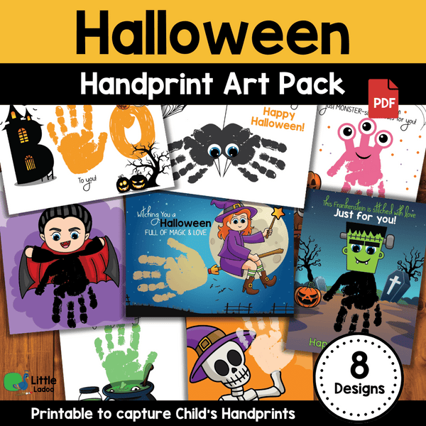 Halloween Handprint Art Printable {8 Designs}