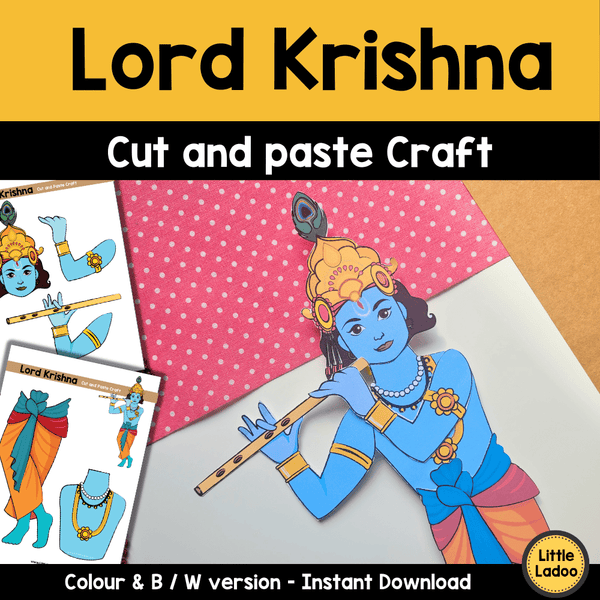 Lord Krishna Cut and Paste Craft Printable