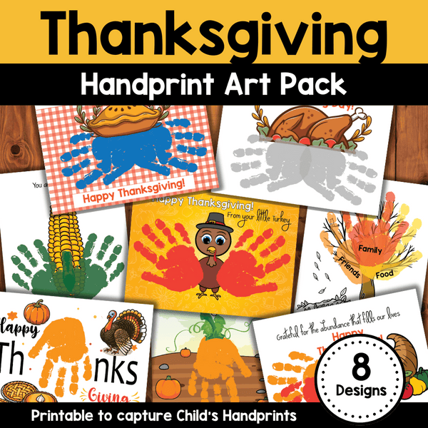 Thanksgiving Handprint Art Printable {8 Designs}